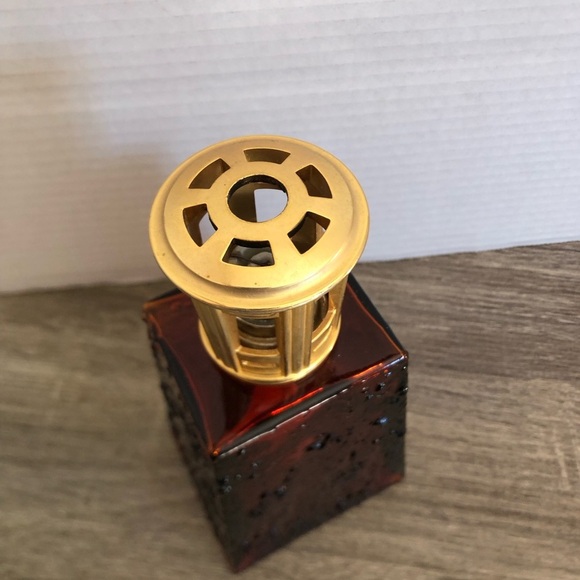 1950s Amber Glass Fragrance Lamp with Gold Top - Picture 7 of 15